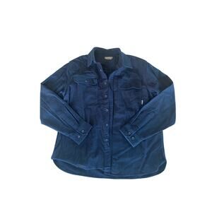 Eddie Bauer Button Front Long Sleeve Mens M chamois Dark Blue Flannel Shirt